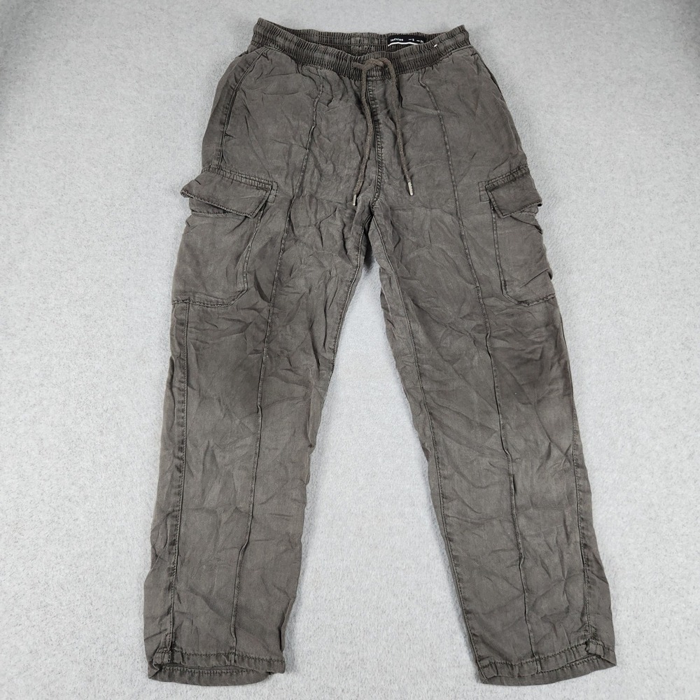 Lefties Cargo Pants Womens EUR S Gray Drawstring Waist Utility Straight Leg